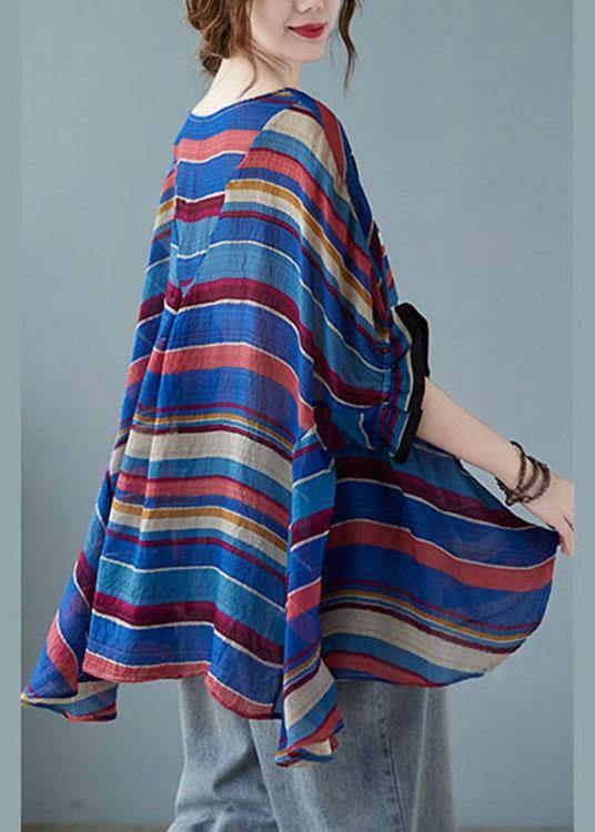 Handmade Purple Asymmetric Striped T-Shirt