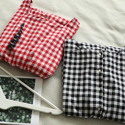 Handmade Square Collar patchwork cotton linen clothes For Women Shape red plaid Dress summer