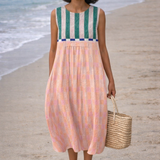 Lilia | Vestito midi a righe pastello