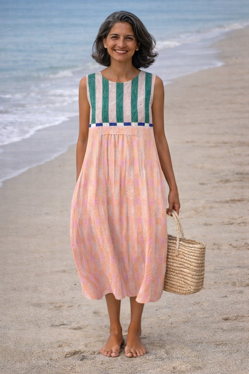 Lilia | Vestito midi a righe pastello
