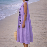 Emma | Vestito midi con fiori viola