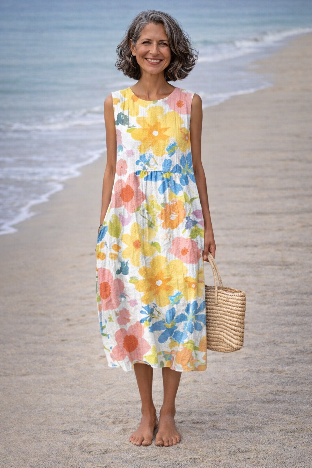 Ella | Vestito midi con fiori pastello