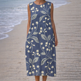 Estela | Vestito midi senza maniche con fiori vintage