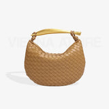 Alessandra – Borsa con Design Intessuto e Manico Dorato