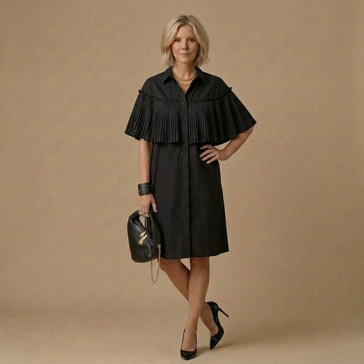 Italian Black Button Summer Short Sleeve Maxi Dresses