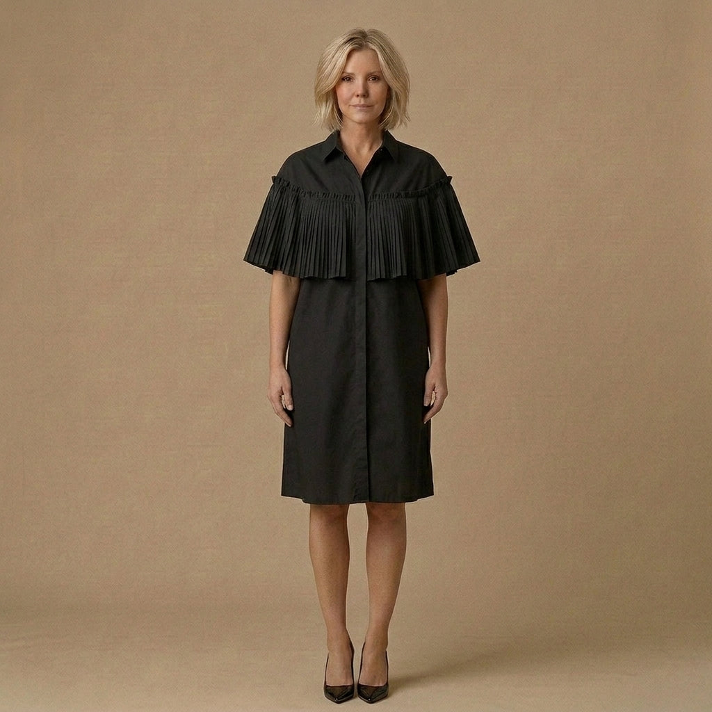 Italian Black Button Summer Short Sleeve Maxi Dresses