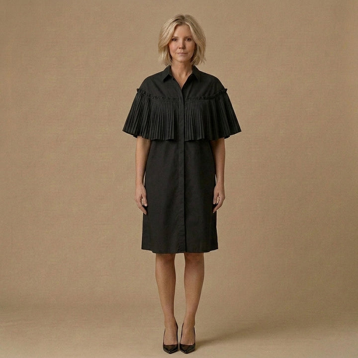 Italian Black Button Summer Short Sleeve Maxi Dresses