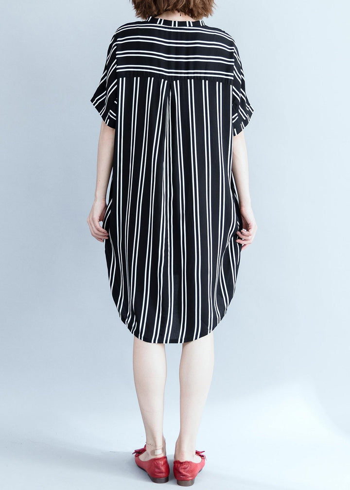 Modern black Wardrobes striped Plus Size summer shirt Dress