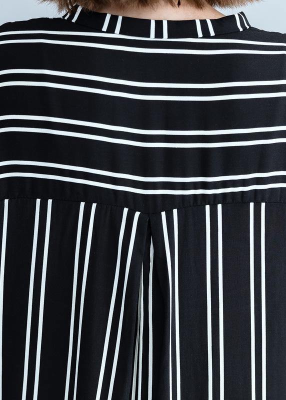 Modern black Wardrobes striped Plus Size summer shirt Dress