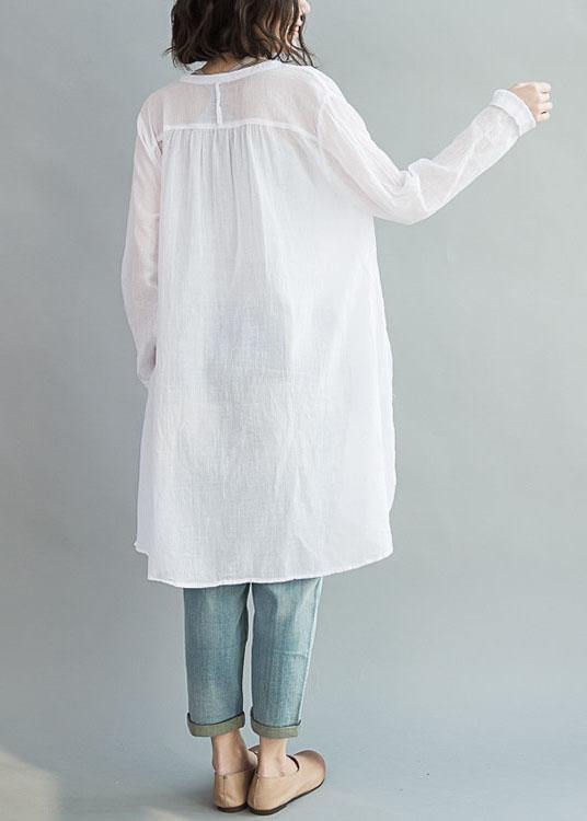 Modern white cotton clothes For Women v neck Art summer shirts