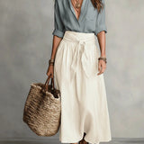 SAGE | Set di Due Pezzi: Top Nero e Gonna Midi Verde Oliva