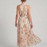 Aurelle | Abito Midi Floreale con Collo Halter