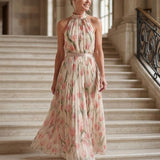 Aurelle | Abito Midi Floreale con Collo Halter