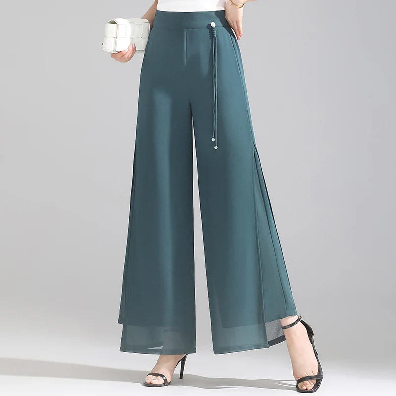Olivia Chiffon Wide-Leg Pants