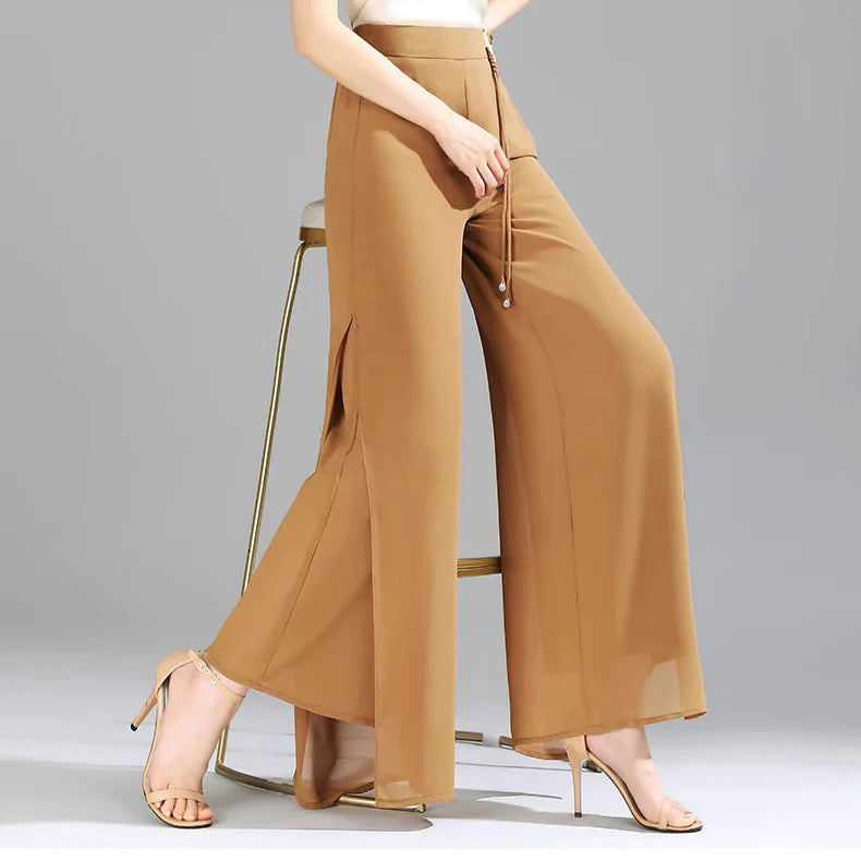 Olivia Chiffon Wide-Leg Pants