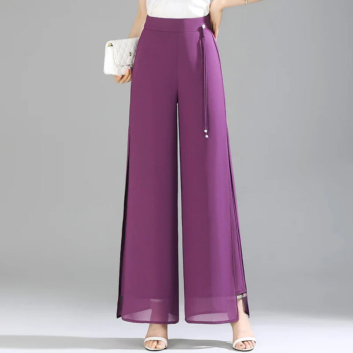 Olivia Chiffon Wide-Leg Pants
