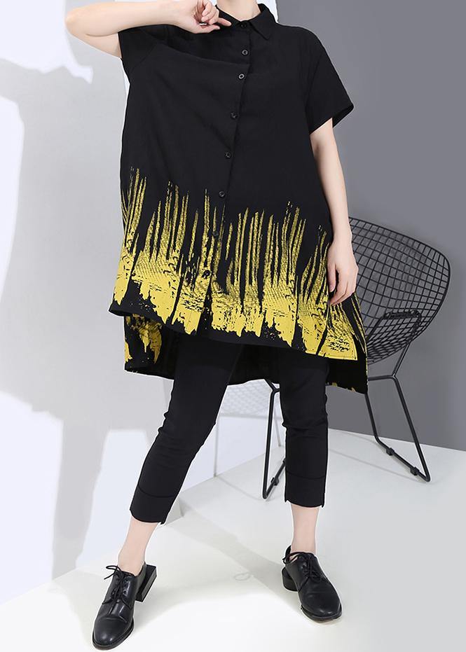 Summer Oversize Hipster Black Tie-dyed Printed Ladies Casual Shirts