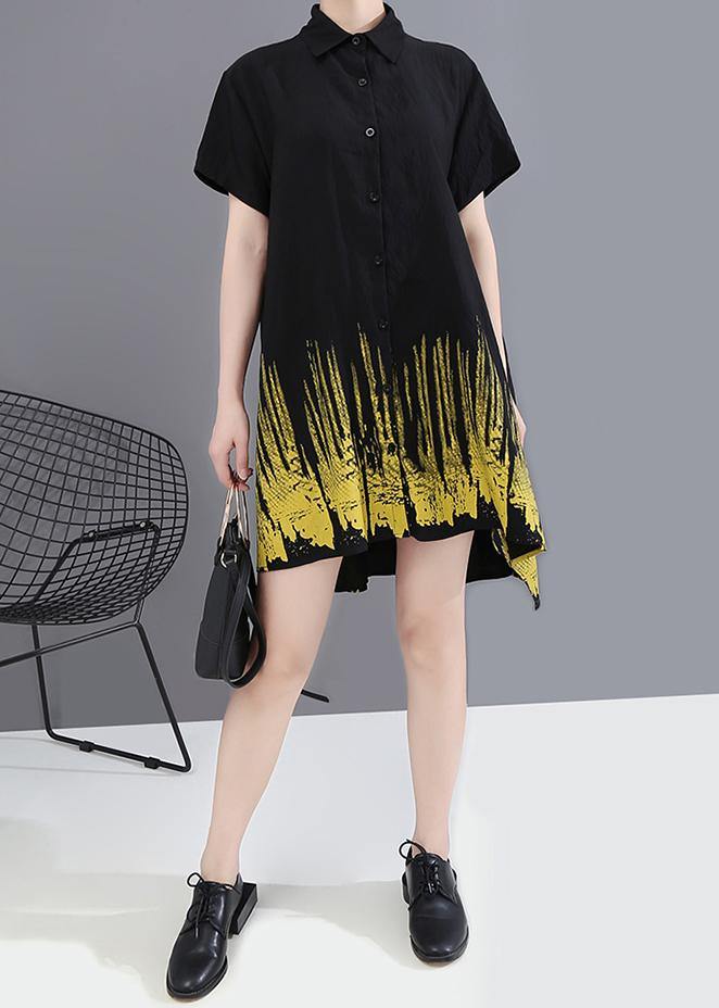 Summer Oversize Hipster Black Tie-dyed Printed Ladies Casual Shirts