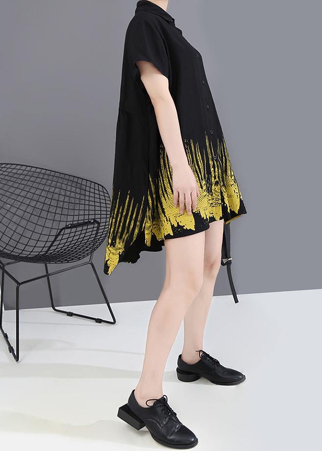 Summer Oversize Hipster Black Tie-dyed Printed Ladies Casual Shirts