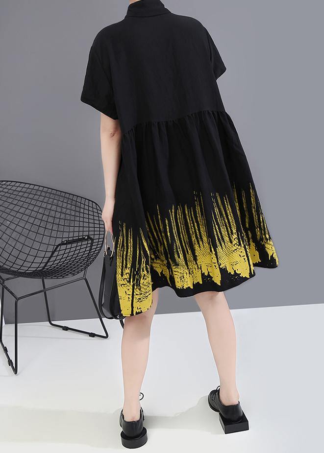 Summer Oversize Hipster Black Tie-dyed Printed Ladies Casual Shirts