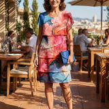 Theresa | Abito midi con stampa marmorea