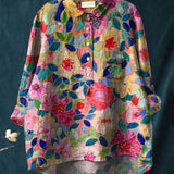 Alessia™ | Blusa in Lino Senza Tempo con Motivo