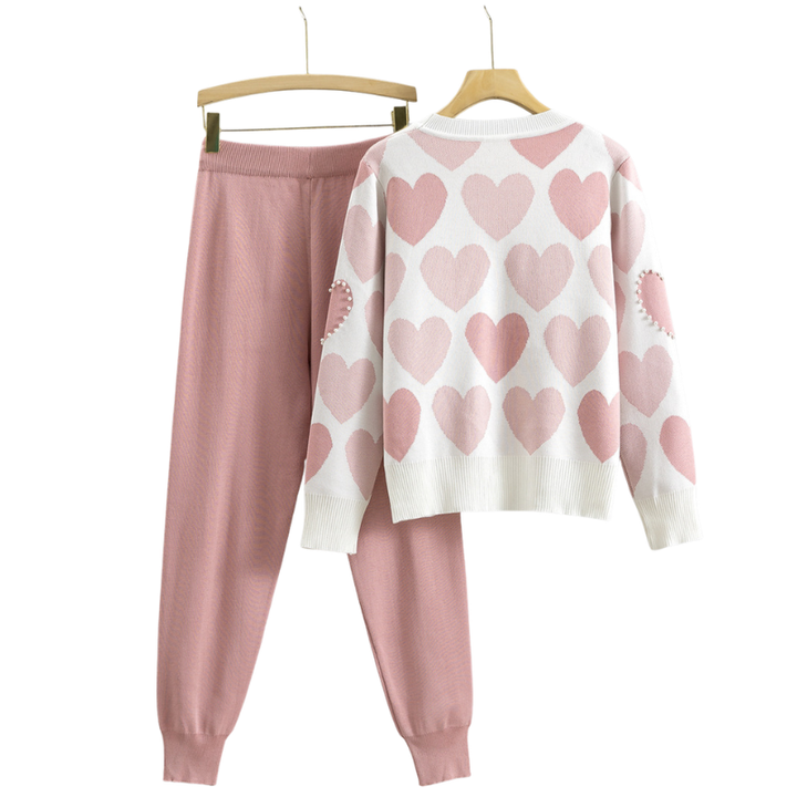 Niamh | Heart print sweater and jogger set