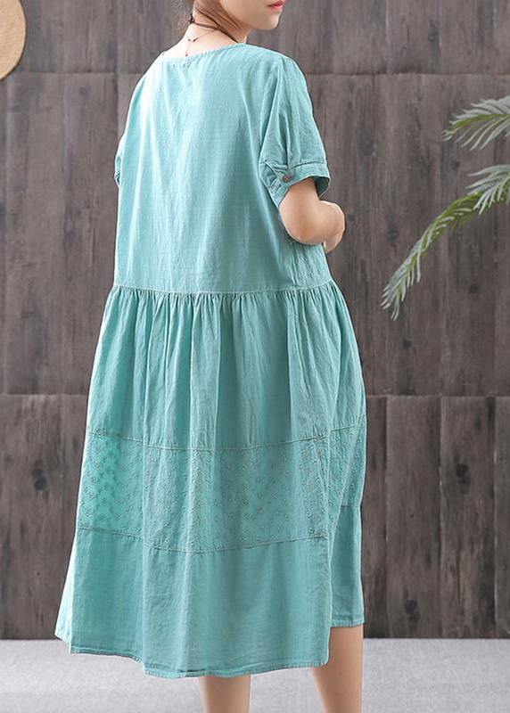 Women cotton clothes For Women Plus Size Cotton Solid Short Sleeve A-Line Dress