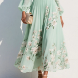 Cisella | Abito midi verde chiaro floreale
