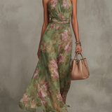 Livia | Abito Maxi Halter Floreale Elegante