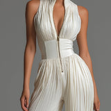 Odette™ | Jumpsuit in Chiffon con Scollo a V e Gamba Larga