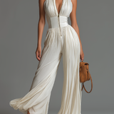 Odette™ | Jumpsuit in Chiffon con Scollo a V e Gamba Larga