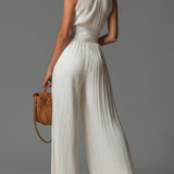 Odette™ | Jumpsuit in Chiffon con Scollo a V e Gamba Larga