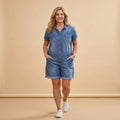 Isabela - Tuta in denim con bottoni frontali