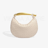 Alessandra – Borsa con Design Intessuto e Manico Dorato