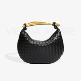 Alessandra – Borsa con Design Intessuto e Manico Dorato