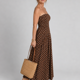 Carola | Abito Maxy senza spalline con motivo a pois