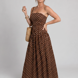 Carola | Abito Maxy senza spalline con motivo a pois