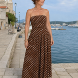 Carola | Abito Maxy senza spalline con motivo a pois