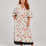 Cosima | Abito midi boho con stampa di fiori selvatici