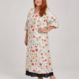 Cosima | Abito midi boho con stampa di fiori selvatici