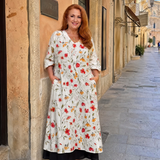 Cosima | Abito midi boho con stampa di fiori selvatici