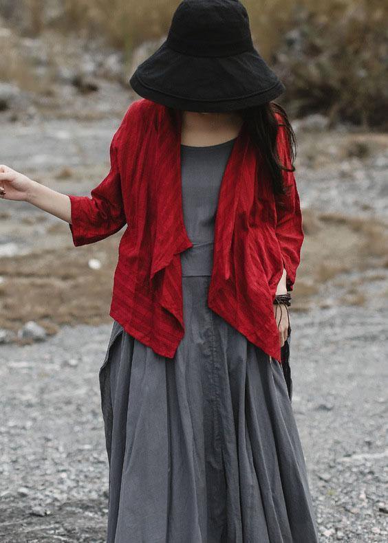 diy red cotton tunics for women bracelet sleeved Plus Size Clothing summer shirt
