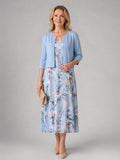 Marlene | Abito midi floreale con giacca corta