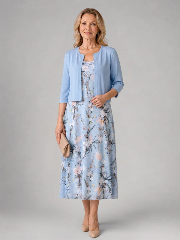 Marlene | Abito midi floreale con giacca corta