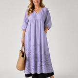 Evelin | Abito midi boho con orlo ricamato