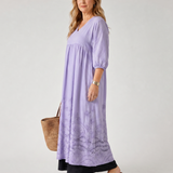 Evelin | Abito midi boho con orlo ricamato