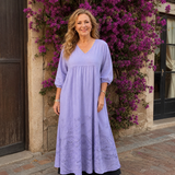 Evelin | Abito midi boho con orlo ricamato