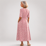 Esther - Abito Midi Elegante A Pois Che Snellisce IL Ventre