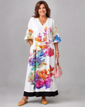 Fiorentino | Abito midi boho con stampa floreale acquerellata
